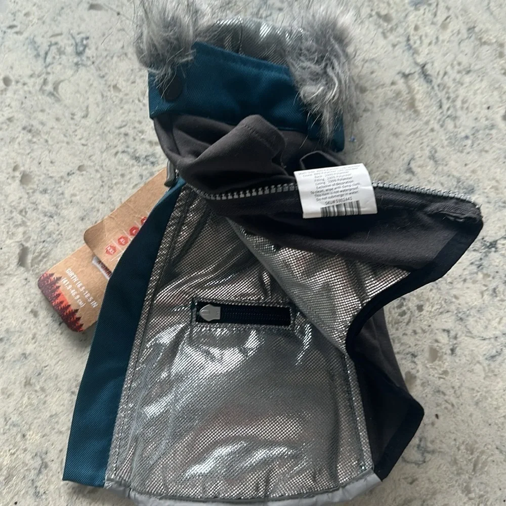 NWT Arcadia jacket dog winter teal/gray light up coat insulated size XS